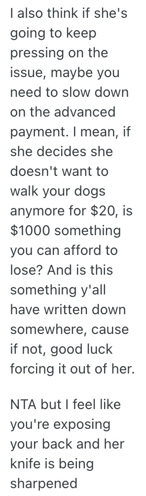 Screenshot 2025 07 11 at 4.02.25 PM Her Dog Walker Wants More Money, But She Told Her She Wont Pay Her More Than She Already Is